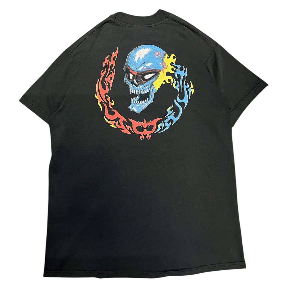 Vintage Skull Flame Back Print T Shirt Y2k Metal Skate Streetwear Hoodie, Sweatshirt | PodArtWear.com