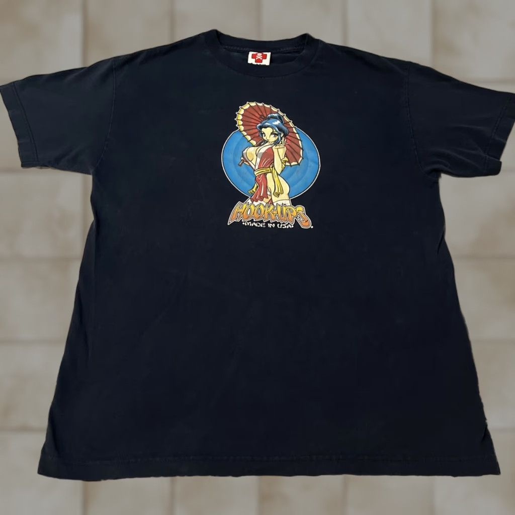 Vintage Hook Ups Skateboards Geisha Girl T Shirt L Navy Blue 90s Anime Skate Unisex Adults M Hoodie, Sweatshirt