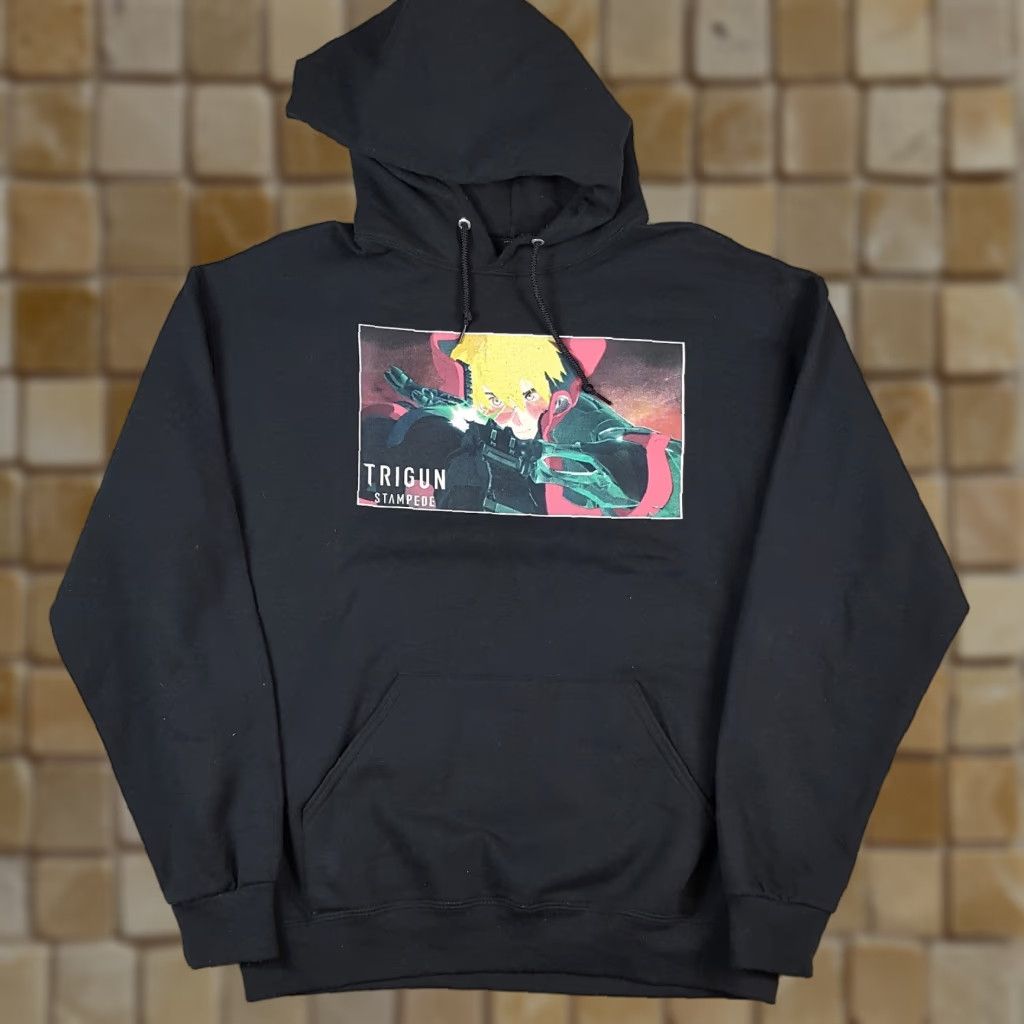 Vintage Trigun Sweatshirt L Black 90s Anime Vash The Stampede Pullover Crewneck Mens College T-Shirts, Hoodie